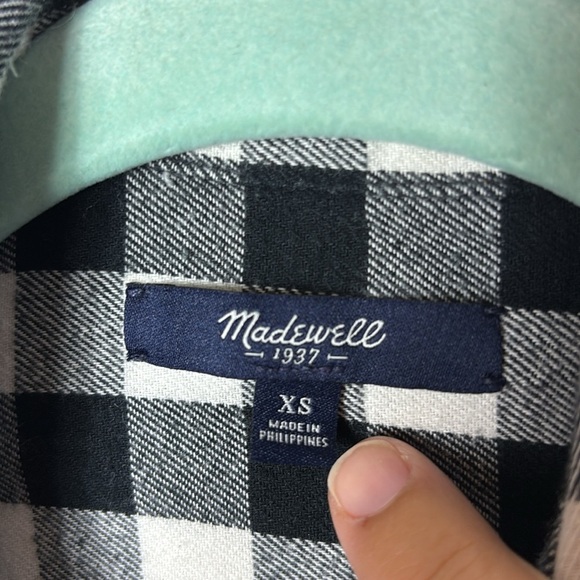 Madewell Flannel Boyshirt Button Down in Gingham Check Black White size XS - Picture 4 of 7